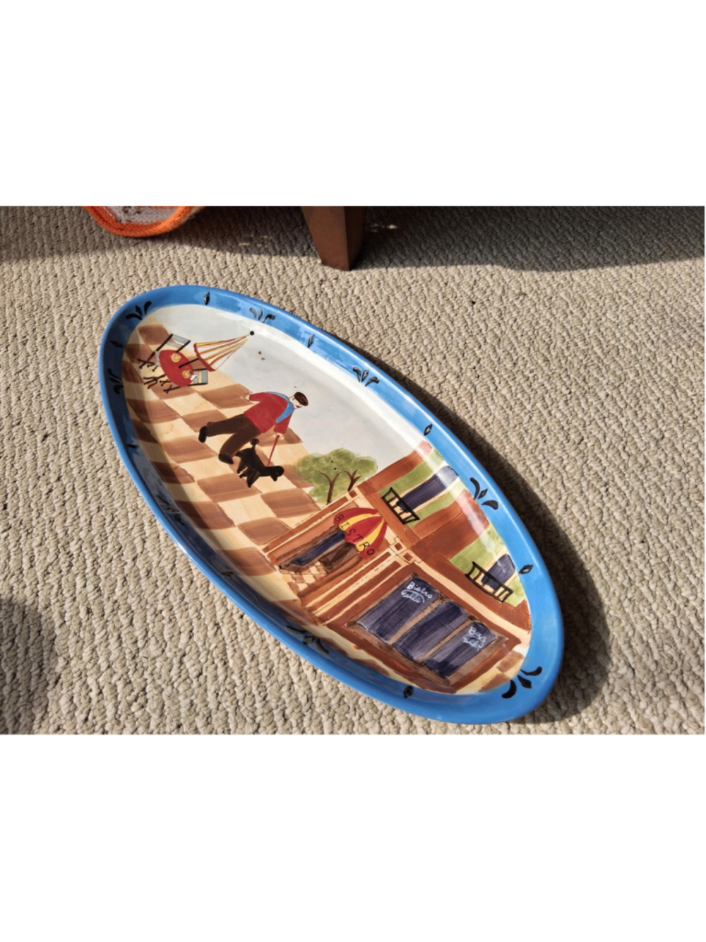 Bowring serving platter ceramic by jennifer brinley hand painted France scene